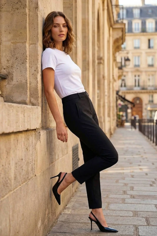 Image of Roman Short Straight Leg Stretch Trouser Black