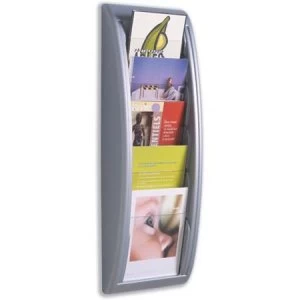 image of Fast Paper A5 Wall-Mounted Literature Holder with 5 Pockets Silver