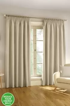 image of Harvard 100% Blackout, Thermal, Linen Look Tape Top Pair of Curtains