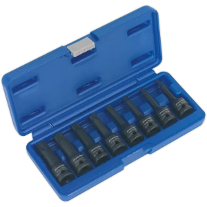 Image of Sealey 8 Piece 1/2" Drive Impact Torx Socket Bit Set 1/2"