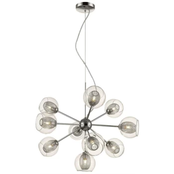 image of Spring Lighting - 10 Light Multi Arm Ceiling Pendant Mesh Chrome, Clear, G9