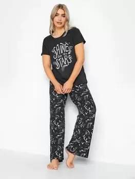 M&Co Shine Like The Stars Wide Leg Pj Set, Black, Size 18-20, Women