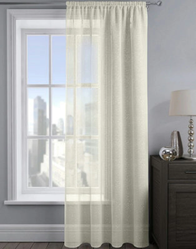 Image of Velosso Alessandria Sheer Voile Panel Slot Top in Cream Size: 137cm width x 137cm drop Cream Unisex 137cm width x 137cm drop