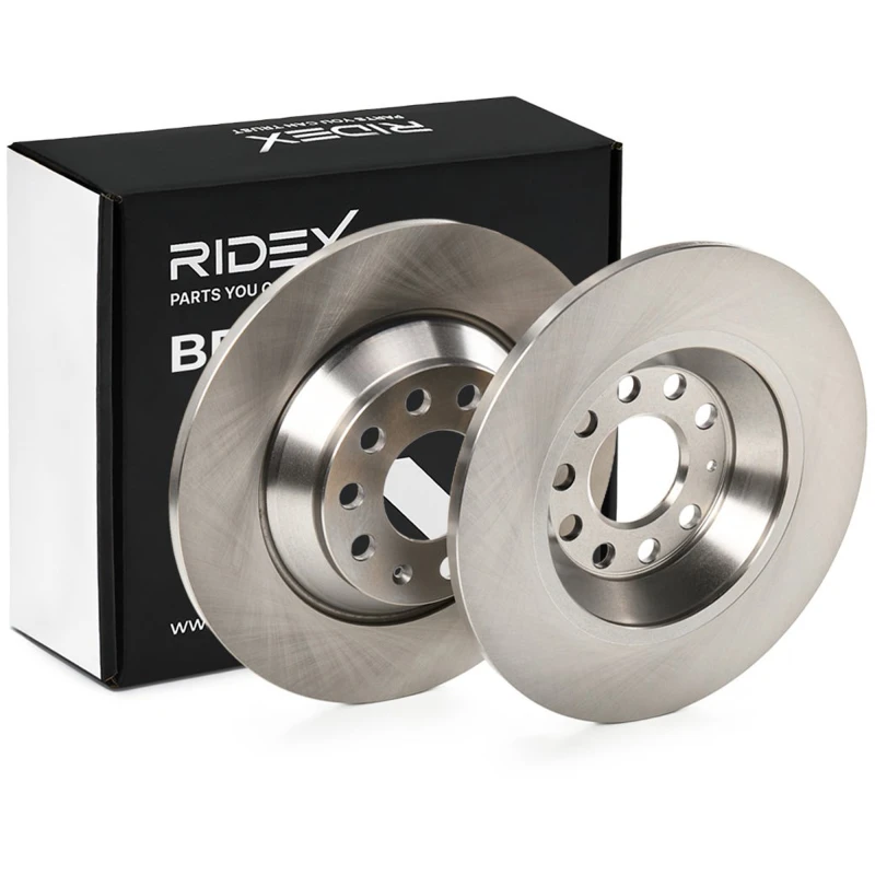 Image of RIDEX 82B0908 Brake disc Rear Axle, solid, Cast Iron, Uncoated, Untreated, without bolts/screws Cast Iron Brake Disc (82)
