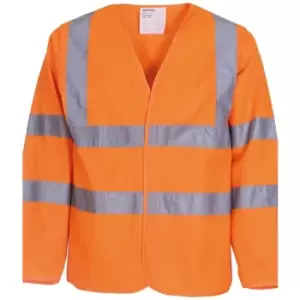 Image of Yoko Mens Hi-Vis Long Sleeve Waistcoat / Jacket (3XL) (Hi Vis Orange) - Hi Vis Orange
