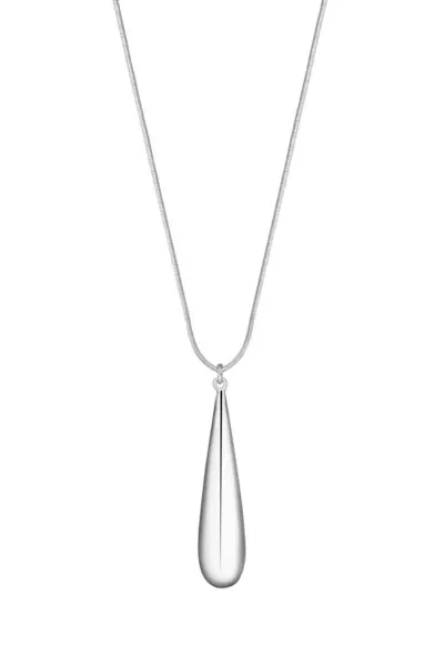 image of Inicio Recycled Sterling Silver Plated Y Drop Necklace - Gift Pouch Silver