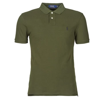 image of Polo Ralph Lauren POLO CINTRE SLIM FIT EN COTON BASIC MESH LOGO PONY PLAYER mens Polo shirt in Kaki - Sizes EU S