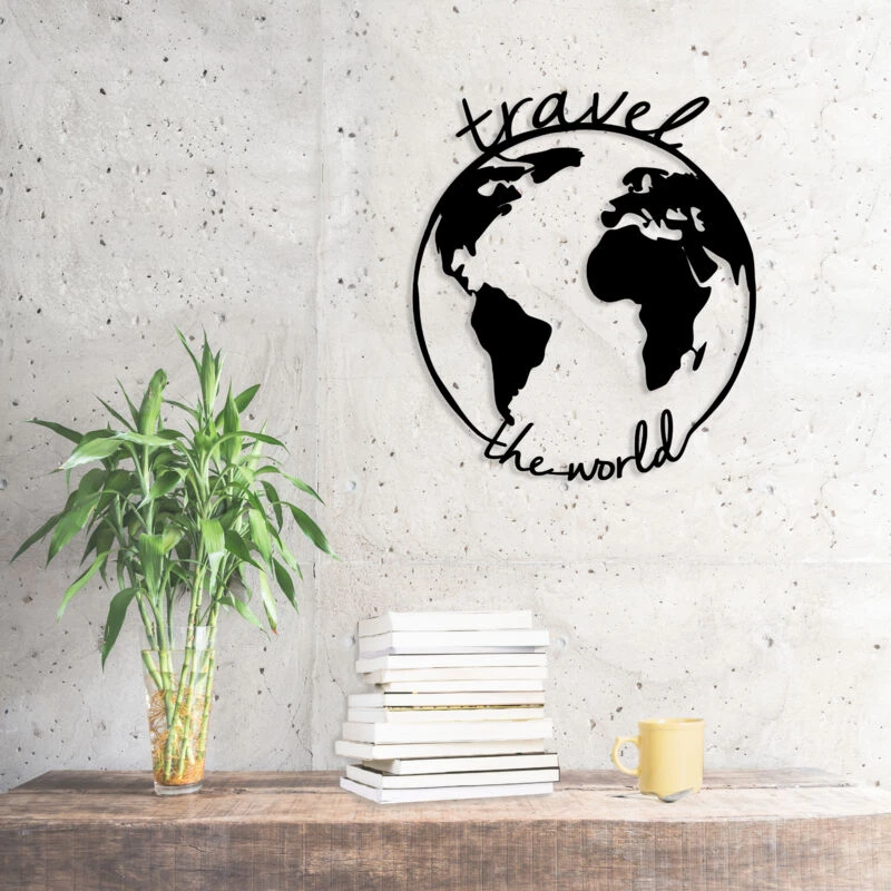 Image of DECORTIE Decortie - metal wall scupture travel the world - Black M.DK.T.16431