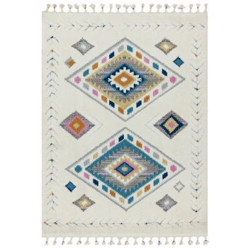 image of Ariana AR09 Rhombus 120cm x 170cm Rectangle - Ivory and Multicoloured