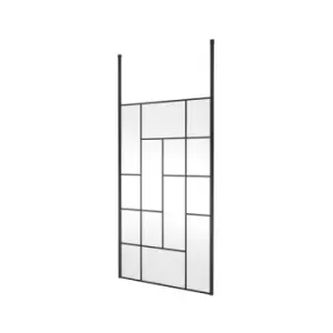 image of Abstract Frame Wetroom Screen with Ceiling Posts 1200mm Wide - 8mm Glass - Hudson Reed