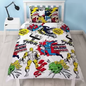 Image of Marvel Comics Scribble Rotary Duvet Cover Set (Single) (Multicoloured) - Multicoloured
