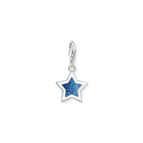 image of Charmista Sterling Silver Blue Enamel Star charm 2055-007-32