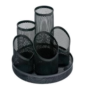 Image of 5 Star Office Pencil Pot Mesh Scratch Resistant with Non Marking Base 5 Tube Black.