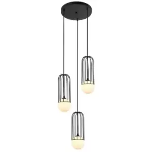 image of Italux Lighting - Italux Simon - Modern Hanging Pendant Black 3 Light with Black, White Shade, G9