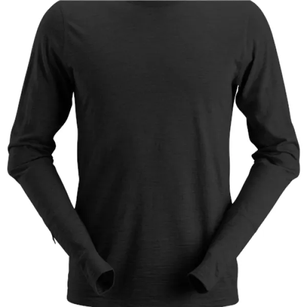 Image of Snickers AllroundWork Wool Long Sleeve T-Shirt - Black - XS