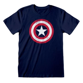 Image of Marvel Comics - Captain America Shield Unisex Large T-Shirt - Blue