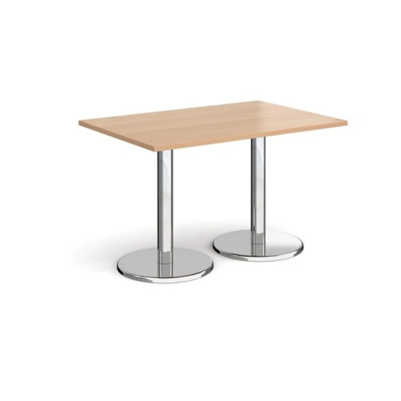 Image of Pisa Pisa rectangular dining table with round chrome bases 1200mm x 800mm - beech Beech PDR1200-B