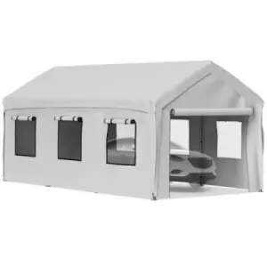Image of VEVOR 10 x 20ft Carport Car Canopy, Heavy Duty Garage Shelter with 8 Legs, Removable Sidewalls and Windows, Car Garage Tent for Party, Boat, Adjustabl