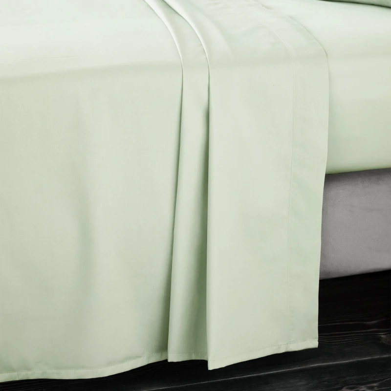 Image of Bianca 400 Thread Count Cotton Sateen Flat Sheet Green unisex King