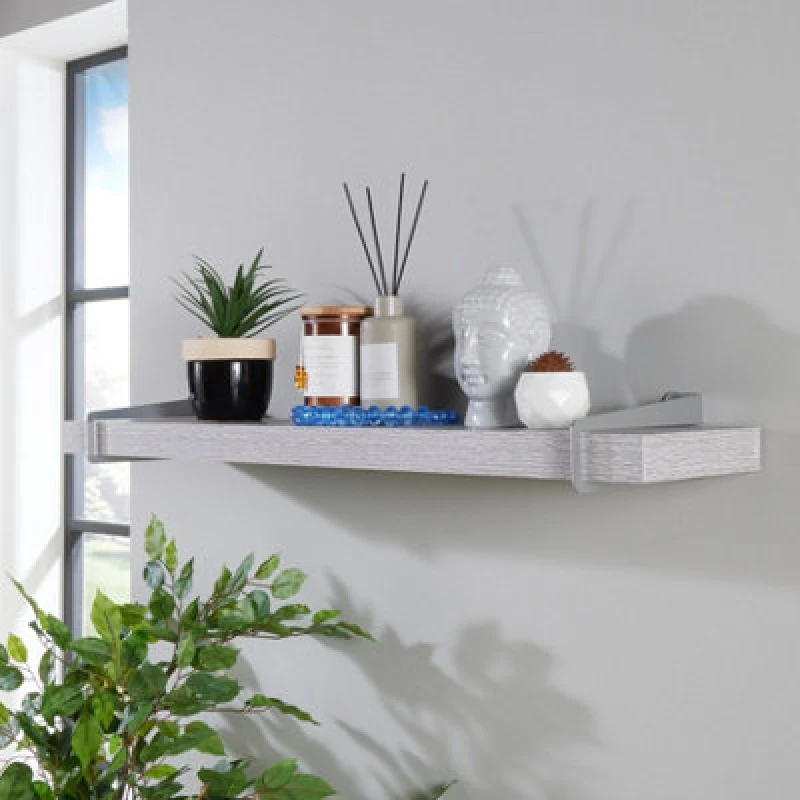 Image of Core Products Keer 80Cm Chunky Shelf With Slide On Brackets - Grey Oak Effect, Grey KR800GOK