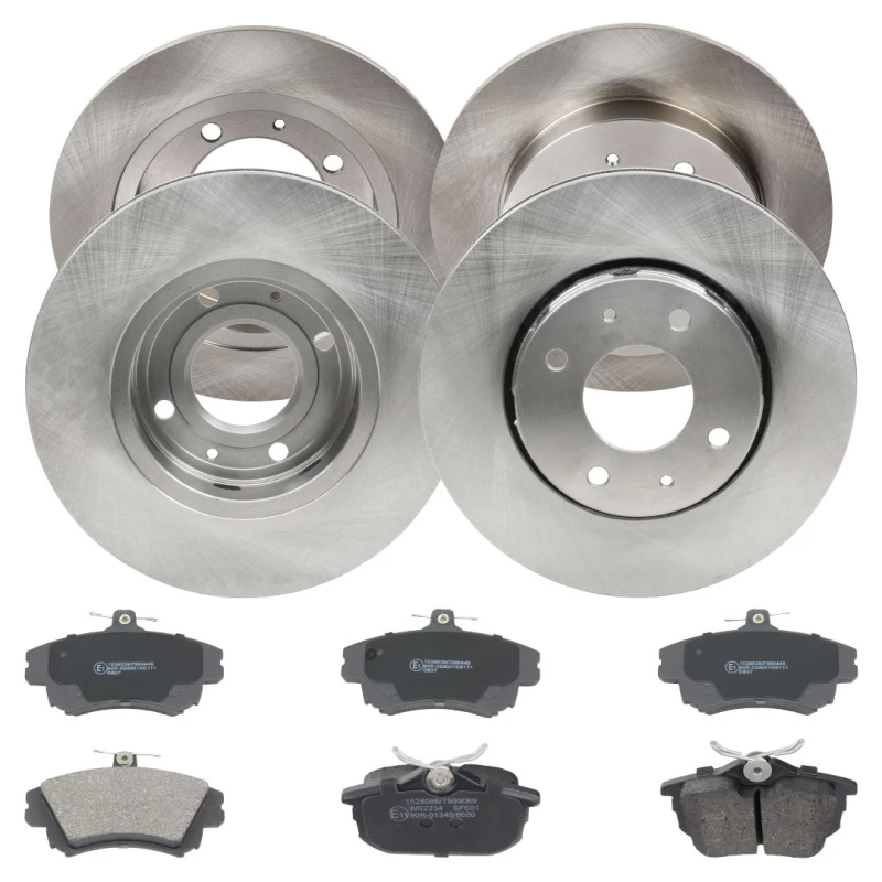 Image of RIDEX 3405B0337 Brake disc and pads set Rear Axle, Brake Disc Type: Solid, with acoustic wear warning Brake Set,disc brakes (3405)