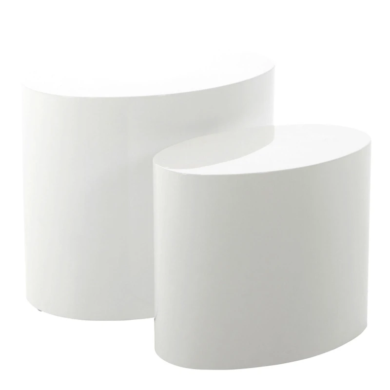 Image of Furniture To Go Mice Oval Coffee Table In White Set Of 2
