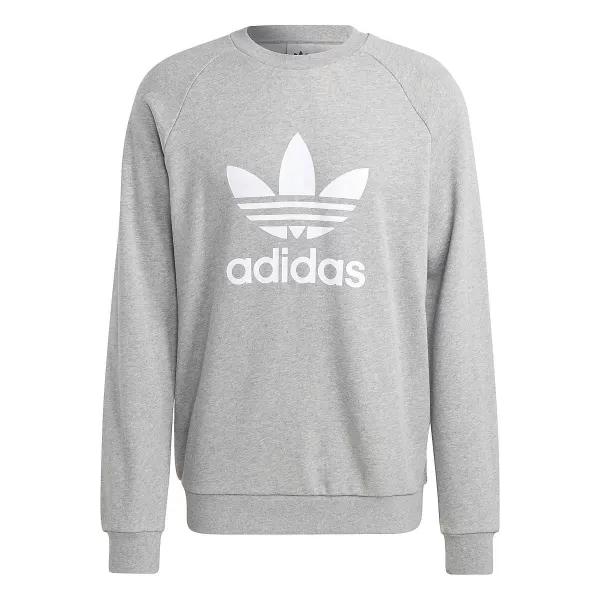 Image of Adidas Trefoil Essentials Crewneck, Grey/white Male