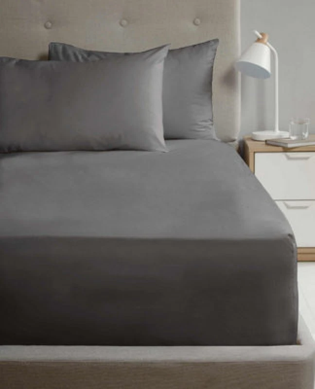 Image of Homespace Direct Ltd Flat Sheet 180Tc Percale Charcoal Super King Sheet Suitable For Deep Mattresses