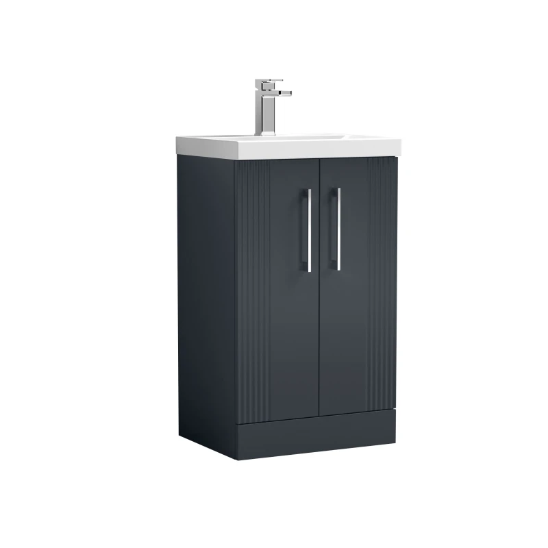 Image of Balterley 2 Door Floor Standing Vanity Unit Mid Edge 1 Tap Hole Basin 500mm Grey