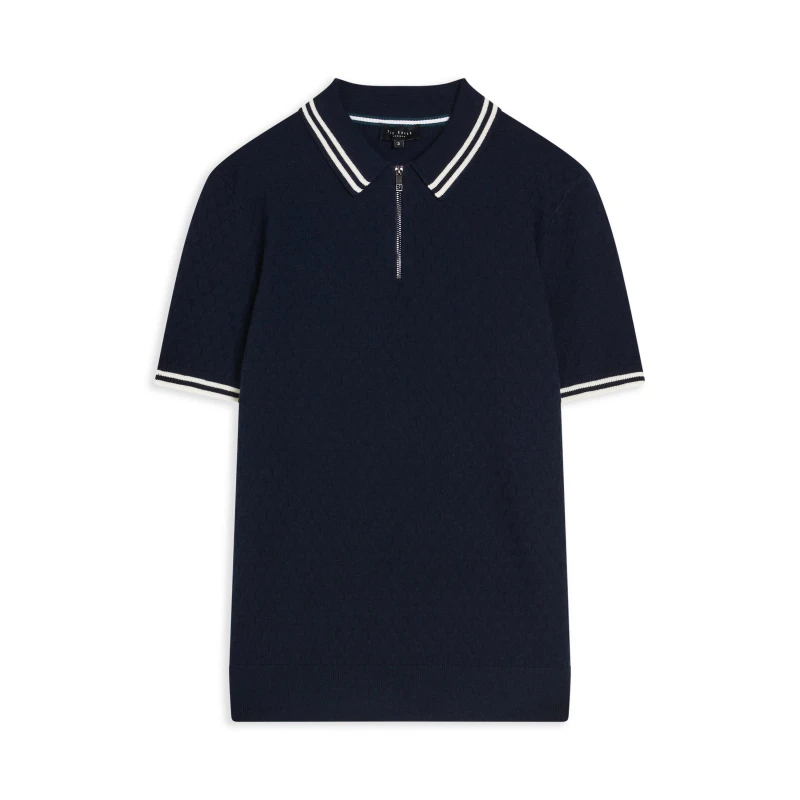 Image of Ted Baker Mahani Zip Polo Shirt - Blue Blue S