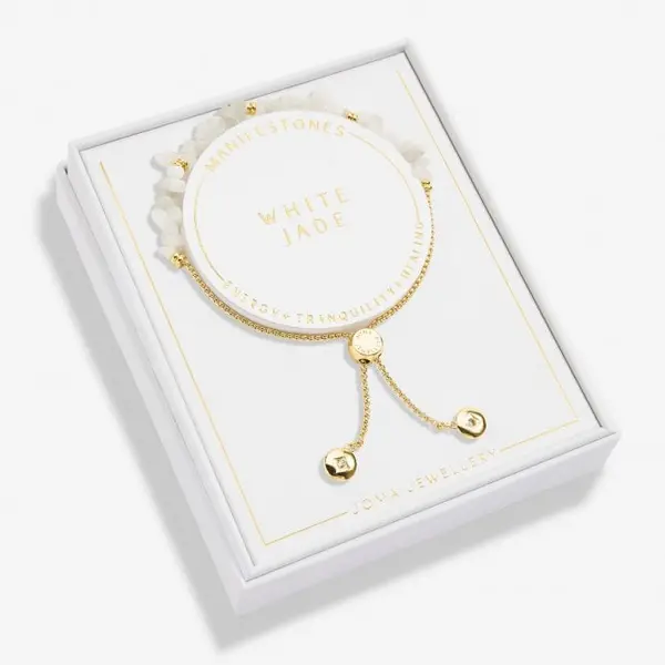 Image of Mainfestones White Jade Gold Plated 24.5cm Adjustable Bracelet 6892