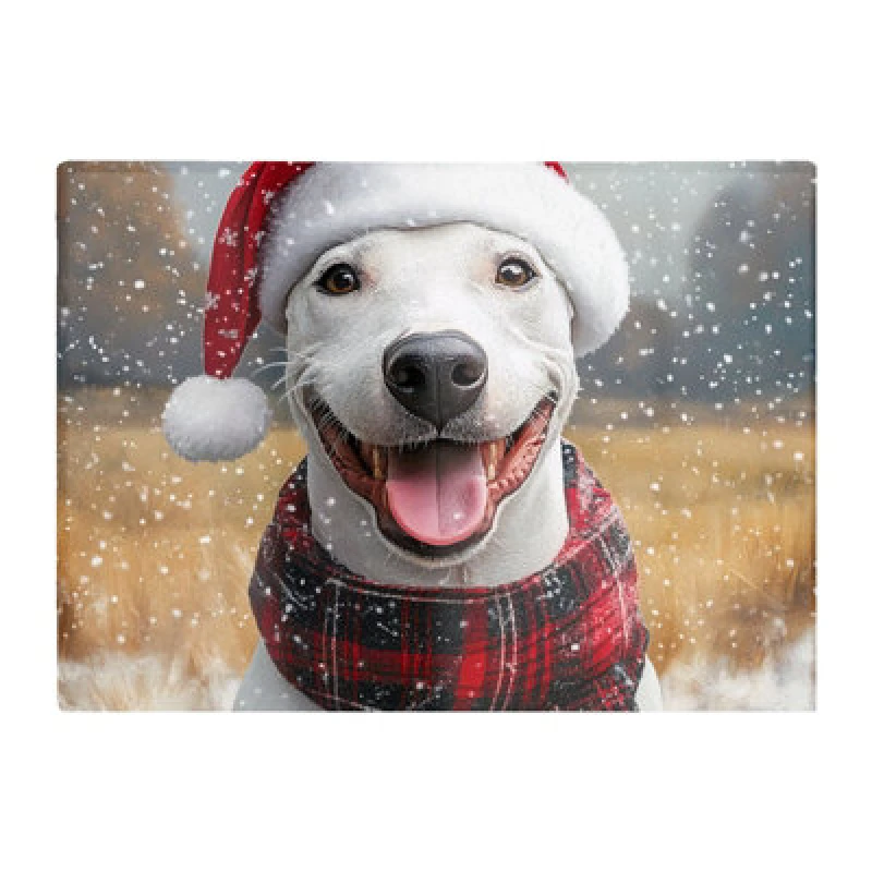 Image of Warren Reed Designer Christmas English Bull Terrier Glass Chopping Board