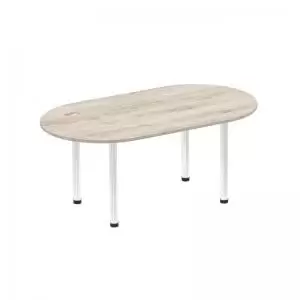 Image of Impulse 1800mm Boardroom Table Grey Oak Top Chrome Post Leg