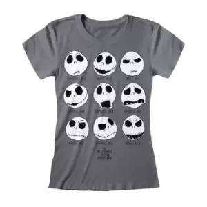 image of Nightmare Before Christmas Womens/Ladies Jack Skellington T-Shirt (XXL) (Charcoal Grey)