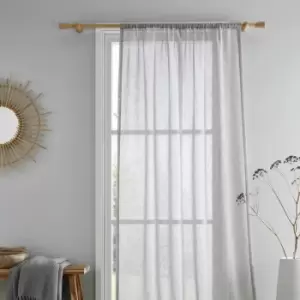 Image of Drift Home Kayla Textured Slub Slot Top Voile Curtain Panel, Grey, 55 x 90 Inch