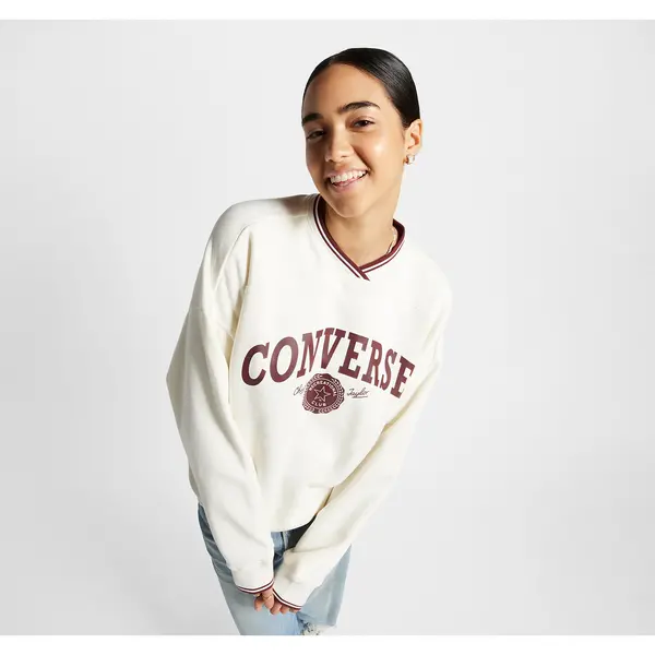 image of Retro Chuck Oversized Sweatshirt with V-Neck in Cotton Mix