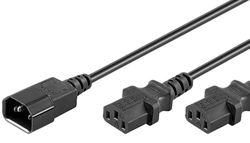 Image of Microconnect PE061318 power cable Black 1.8 m C14 coupler 2 x C13 coup