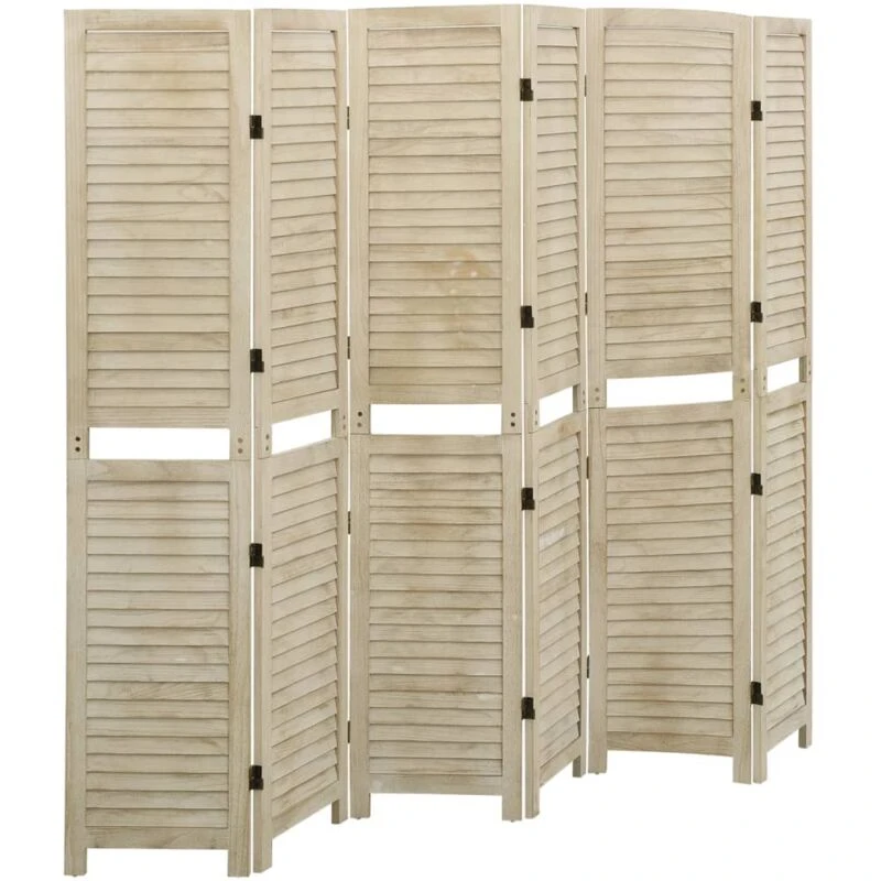 Image of VIDAXL 6-Panel Room Divider 210x165cm Solid Wood Paulownia Vidaxl 8720286655146