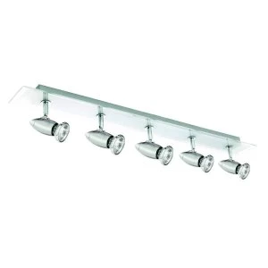 image of 5 Light Adjustable Ceiling Spotlight Bar Chrome, GU10