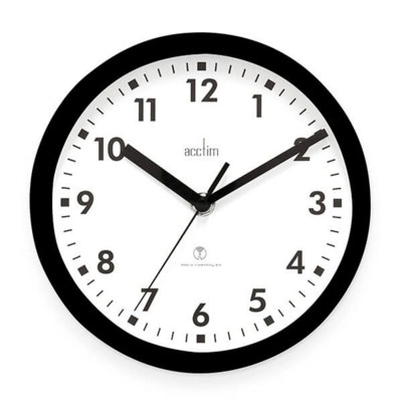 Image of Acctim Nardo Black Wall Clock - Automatically Sets Itself