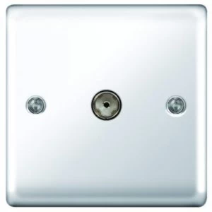 Image of Wickes Single Raised Plate Coaxial Socket - Polished Chrome