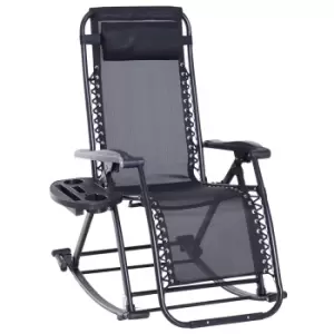 Image of Outsunny Folding Recliner Zero-Gravity Seat - Black