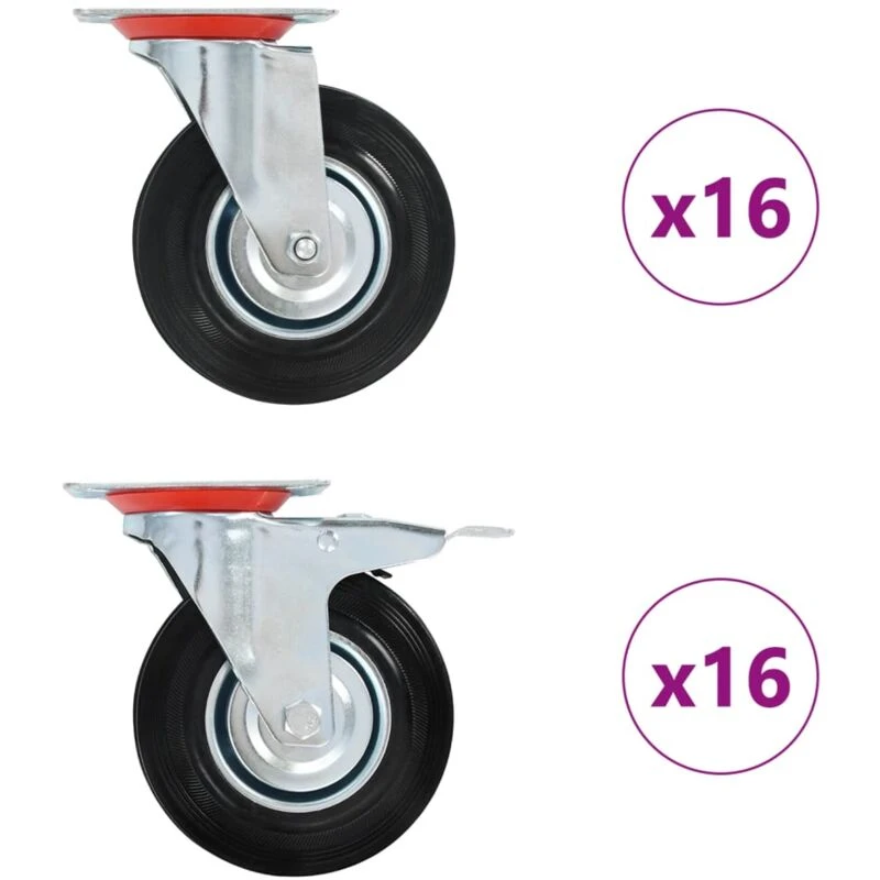 Image of VIDAXL 32 pcs Swivel Casters 125mm Vidaxl 8719883718170