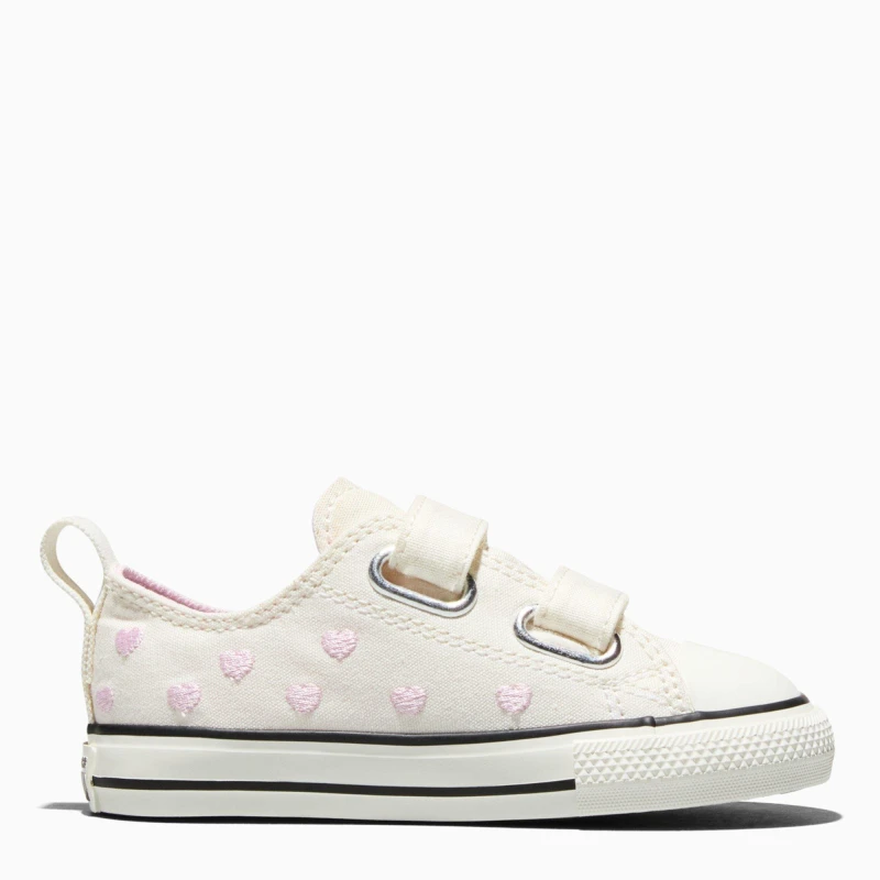 Image of Converse Off-White Multi Chucks in Love All Star 2V Girls Toddler Trainers Off-White Multi UK 2 (EU 18)