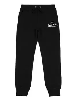 Image of Jack Wills Girls Script Slim Jogger - Black, Size Age: 10-11 Years, Women