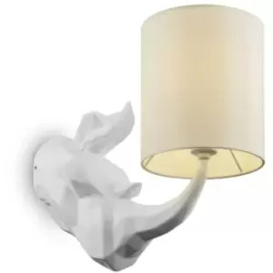 image of Maytoni Nashorn Table & Floor Wall Lamp with Shade White, Cotton Shade