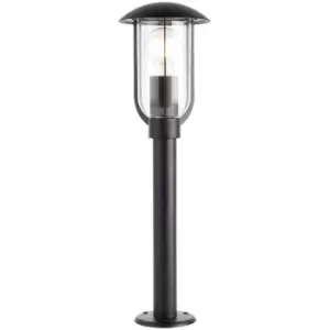 image of 500mm Outdoor Lamp Post Light - Textured Black & Clear Shade - Exterior Bollard