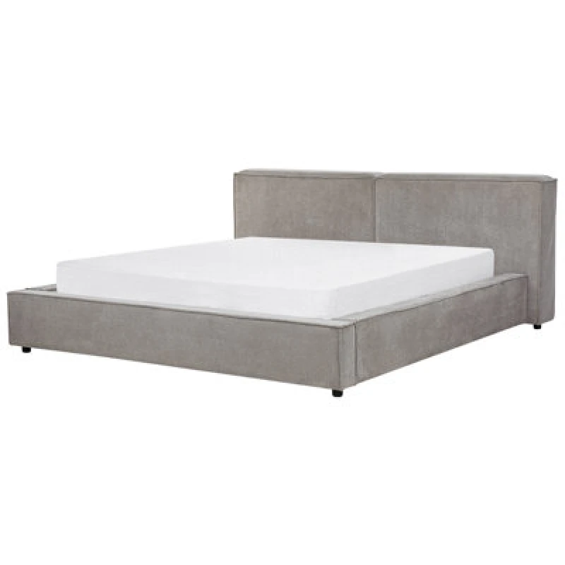 Image of Beliani Bed Fabric Linards 180 X 200 Cm (Eu Super King) Grey