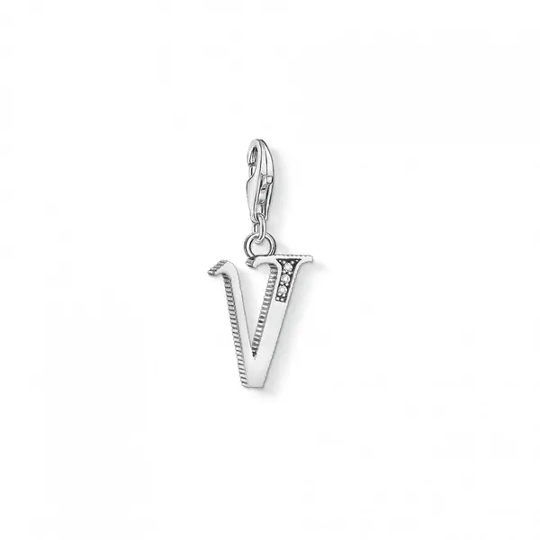 Thomas Sabo Charm Club Thomas Sabo Silver Zirconia Vintage V Letter Ch