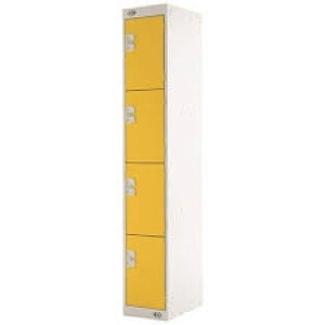 Image of Four Compartment Locker D300mm Yellow Door MC00024